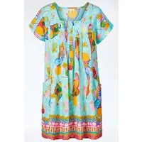 Himalaya Clothing Tunika Kleid Damen mit sommerlichen und floralen Motiven weich & atmungsaktiv Seidig-fließendes Sommerkleid aus leichter Viskose