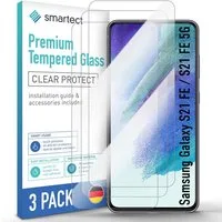 smartect Displayschutzglas Schutzglas Panzerfolie Klar für Samsung Galaxy S21 FE, Set, 3 Stück, Schutzfolie Glasschutz Bildschirm