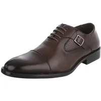 Coolwalk Herrenschnürschuh mit Zierschnalle in Lederoptik Schnürschuh (91977159) Blockabsatz Business-Schuhe in Braun