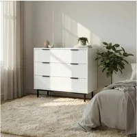 HOME DELUXE Kommode NYLA - 90 x 42 x 80 cm, 3 Schubläden, Schrank mit Lamellenfronten