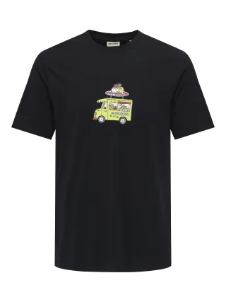 ONLY&SONS - ONSMAX SCOOTER REG SS TEE Black - Gr. - L