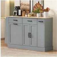 Celya Sideboard Buffetschrank mit unterschiedlichen Schubladen (mit Abfallbehälterfach und externer Gewürzregal), für Esszimmer, Wohnzimmer und Küche