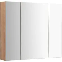 welltime Spiegelschrank Lund Bad Spiegel WC Wandspiegel Badezimmerspiegel ohne LED Badschrank Badezimmerspiegelschrank Spiegel Breite 80cm mit 3 Türen