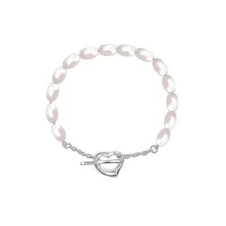 Damenarmband mit ovalen Perlen aus 925 Sterling Silber BIPU018