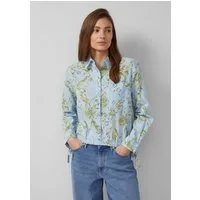s.Oliver Langarmbluse Bluse Leichte Hemdbluse aus Baumwollvoile mit Schleifendetail