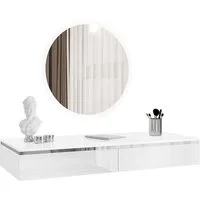 Lookway Schminktisch AURORA SILVER Hängender Kosmetiktisch mit Spiegel (1x Konsole und 1x Spiegl), Breite: 102 cm