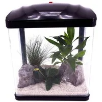 Aquaone Aquarium AquaOne Aquarium Komplettset LED mit Pumpe HR-230 schwarz I Kleines Nanoaquarium 7 Liter I Mini Nano Becken Set für Fische und Garnelen