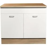 PREISBRECHER Spülenunterschrank Ailina in Sonoma-Eiche / wei - 100x90x60 (BxHxT)