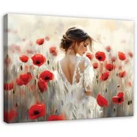 Wallarena Leinwandbild Frau Blumen - Beige - Modern - Wohnzimmer, Frau, 40x30x2cm