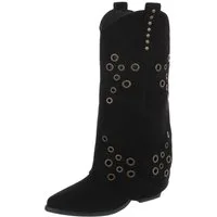 Ital-Design Modische Stiefel mit Metallösendetails für Damen Westernstiefel (91261265) Blockabsatz Stiefel in Schwarz