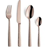 Amefa Besteck-Set FELICITY (24-tlg), 6 Personen, Edelstahl Rostfrei 18/0, Handreinigung empfohlen, roséfarbender PVD Veredelung, gehämmert