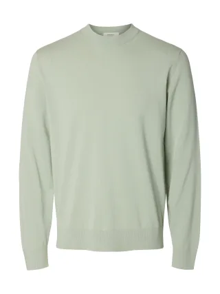 selected men - SLMTORINO LS KNIT REG CREW NECK NOOS Aqua Gray - Gr. - L