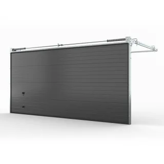 Garagentor 5 m breit, mit Motor, Doppelgarage, 5000 x 2000 mm, Woodgrain, RAL 7016 Anthrazitgrau, individuell konfigurieren