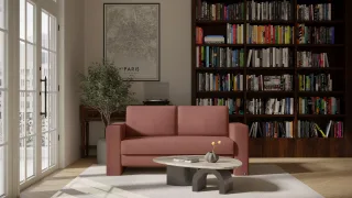 BRUNO Schlafsofa 140cm in Hazelnut Rot Braun | Kubus | stabiles Massivholz & Boxspringkomfort