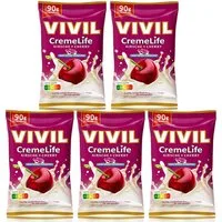 VIVIL Süßigkeit, Vivil Creme Life Kirsche fruchtige Bonbons zuckerfrei 90g 5er Pack
