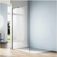 SONNI Walk-in-Dusche Walk-in-dusche schwarz, Walk-In Duschen, Duschtrennwand, NANO, ESG, Aluminiumrahmen, Einscheibensicherheitsglas, Sicherheitsfolie, NANO, 90-120 x 200cm auf Duschtassen oder Boden montierbar, schwarz