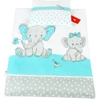 BabyLux Babybettbezug BABYLUX 2tlg.Set BEZUG Kinderwagen Bettbezug Bettwäsche Wiege 60x78 cm, 111. Elephanten Turkis