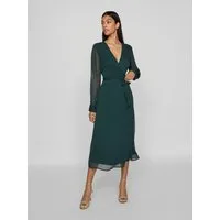 Vila Chiffonkleid VIFALIA V-NECK L/S MIDI DRESS - NOOS Kunstfaser, regular fit