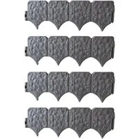 HTI-Living Beetumrandung Beetumrandung Nessa Stone 4-teilig Grau, LxH: 41x14 cm, Set, 4 Module, Beetbegrenzung Beeteinfassung
