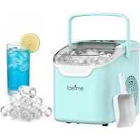 loefme Eiswürfelmaschine Tragbarer Eiswürfelbereiter, 6 Minuten Schnellproduktion, Selbstreinigung, leiser Betrieb, 12KG/24H, für Zuhause Party