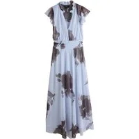 Next Midikleid Plissiertes Mesh-Midikleid mit V-Ausschnitt (1-tlg)
