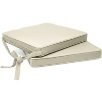Beautissu Stuhlkissen 2er Set Loft SK Stuhlkissen Natur, 45x40x5cm, Stuhlpolster mit Bändern Sitzkissen für Stühle, rutschfest