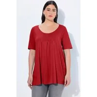 Ulla Popken T-Shirt T-Shirt Zierfalten A-Linie Rundhals Halbarm Modal