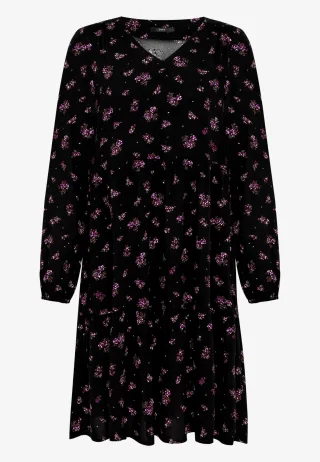 zero - Blusenkleid mit Blumen black/pink - Gr. - 34