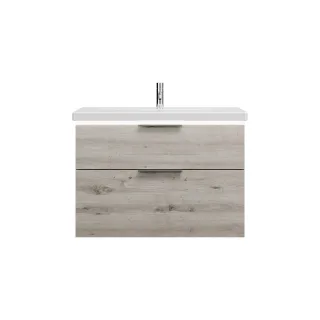 Burgbad Keramik Waschtisch-Set Eqio Eiche Dekor Silber/Alpinweiss, SEZA093F6015C0001 SEZA093F6015C0001