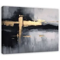Wallarena Leinwandbild Abstrakt Marmor - Schwarz - Modern - Wohnzimmer, Abstrakt, 40x30x2cm