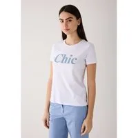 MORE&MORE T-Shirt T-Shirt mit Perlenschriftzug