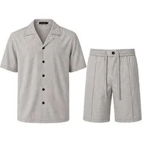 Allthemen T-Shirt T-Shirt & Shorts 2-tlg Herren Strukturiertes Kurzarmhemd - Shorts Set