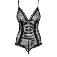 Obsessive Body Open Body Slevika schwarz offen transparent mit Spitze