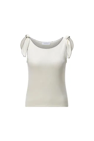 Rich & Royal - Top with Bow Straps pearl white - Gr. - L
