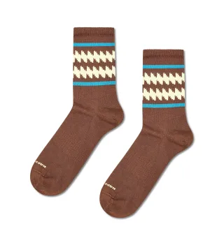 happy socks - Zic Zac Stripe Sneaker Sock Braun - Gr. - 43.5