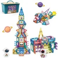 Esun Magnetische Bausteine, 138 Teile Starker Magnet Spielzeug Kinder Magnetspielbausteine, (Set, 138 St., Komplettset), Farbenfrohe Magnetbausteine für Kinder ab 3 Jahre
