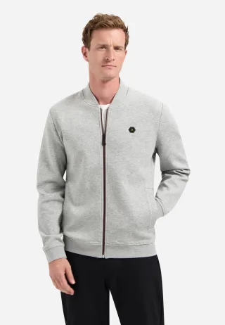 No Excess - Sweater Full Zipper Pique Bomber grey melange - Gr. - M
