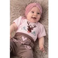 P.Eisenherz Trachtenkleid Baby Body - HIRSCH-STICKEREI - rosa