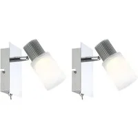 GLOBO LIGHTING LED Wandleuchte, LED-Leuchtmittel fest verbaut, Warmweiß, LED Wandleuchte Spotlampe beweglich Kippschalter Alabaster 2er Set