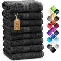 NatureMark Handtücher 8er-Set Frottier Handtücher 50x100cm, 100% Baumwolle (8-St), 8X Frottier Handtücher mit Aufhänger, 50 x 100cm, Schwarz