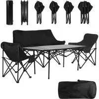 Rutaqian Campingtisch Klapptisch mit Stühlen, Campingtisch mit Stühlen Set faltbar, 1 Tisch + 3 Sessel (2 Einzel, 1 Doppel) für Garten, Picknick, Festival