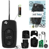 mt-key Schlüsseltasche Auto Funk Klappschlüssel Fernbedienung 434MHZ ID48 (Set), für VW Bora (1J2, 98–00), Golf (1J IV, 98–00), New Beetle (9C, 98–...