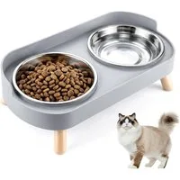 TUWENA Napf-Set Katzennapf Hundenapf Edelstahl Doppelnäpfe mit Ständer & Spritzschutz, Edelstahl, Nackenschonend, rutschfest, spülmaschinenfest, umkippsicher,hygienisch