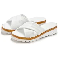 LASCANA Sandale, Sommerschuh, Mule, offener Schuh, Pantolette NEU aus Leder mit dezentem Keilabsatz