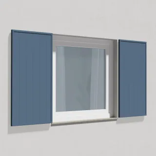 Fensterladen Deko, Zierladen feststehend Lamellen Leipzig, RAL 5014 Taubenblau Feinstruktur matt, 300 x 800 mm, einteilig, individuell konfigurieren