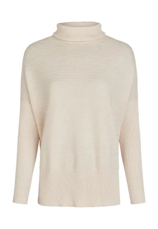 Marc Aurel - Rollkragenpullover mit Rippendetails light sand - Gr. - 34
