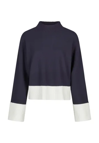 Marc Aurel - Pullover mit Kontrast-Abschlüssen navy - Gr. - 34