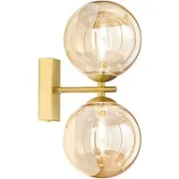 Luce Ambiente Design LED Wandleuchte mit Glas-Kugel Lampenschirmen, Höhe 34cm, Dimmfunktion, LED wechselbar, Warmweiß, ausgefallene Wand-Lampe 2-flammig mit 3 Stufen-Dimmer G9 Leuchtmitteln