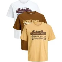 Jack & Jones T-Shirt Stilvolles Slim-Fit oder Regular Shirt mit Printdruck (3er-Pack) Printdruck