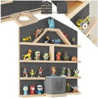 tectake Wandregal Tonie Regal in Haus-Optik, 50 x 15,5 x 60 cm, Tonieboxregal Mylittle Story 1-tlg., für bis zu 50 Tonies, abgerundete Ecken, mit integrierter Kabelführung